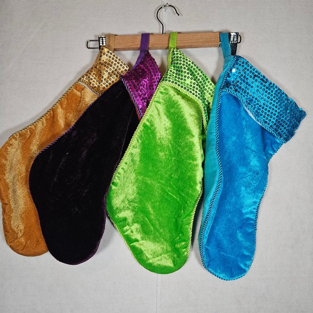Christmas Stocking Bundle Velvet Felt Sequin bundle of 4